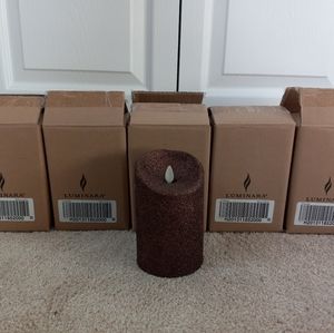 Bundle of 5! Luminara 5" Flameless Glitter Candles with Timer in Chocolate